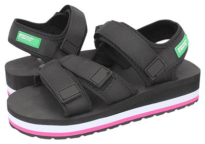 Benetton Γυναικεία Σανδάλια Sporty Flatforms σε Μαύρο Χρώμα