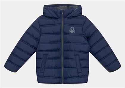 Benetton Παιδικό Καπιτονέ Μπουφάν με Κουκούλα Navy Μπλε