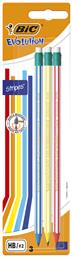 Bic Evolution Stripes Σετ Μολύβια HB με Γόμα 3τμχ