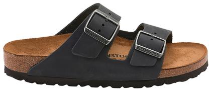 Birkenstock Arizona Oiled Δερμάτινα Ανδρικά Σανδάλια σε Μαύρο Χρώμα Regular Fit