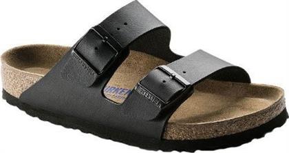 Birkenstock Arizona Soft Footbed Birko-Flor Δερμάτινα Ανδρικά Σανδάλια σε Μαύρο Χρώμα Regular Fit