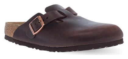 Birkenstock Boston Habana Ανδρικά Δερμάτινα Ανατομικά Σαμπό Καφέ