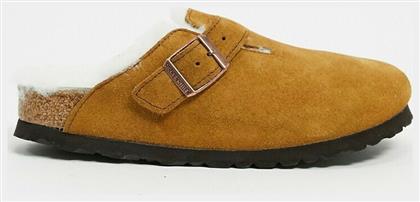 Birkenstock Classic Boston Χειμερινές Ανδρικές Παντόφλες με Γούνα Καφέ Narrow Fit από το Z-mall