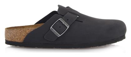 Birkenstock Δερμάτινες Χειμερινές Γυναικείες Παντόφλες σε Μαύρο χρώμα