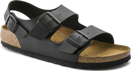 Birkenstock Milano Δερμάτινα Ανατομικά Σανδάλια σε Μαύρο Χρώμα