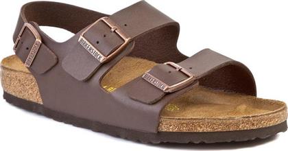 Birkenstock Milano Birko-Flor Δερμάτινα Ανδρικά Σανδάλια σε Καφέ Χρώμα Regular Fit