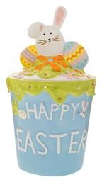 Μπλε Κεραμικη Μπισκοτιερα Λαγο 18χ18χ32εκ