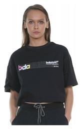 Body Action Κοντομάνικο Αθλητικό Crop Top Μαύρο