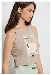 BodyTalk Γυναικείο Αθλητικό Crop Top Αμάνικο Μπεζ Μπεζ