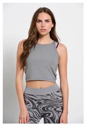 BodyTalk Γυναικείο Αθλητικό Crop Top Αμάνικο Γκρι Γκρι