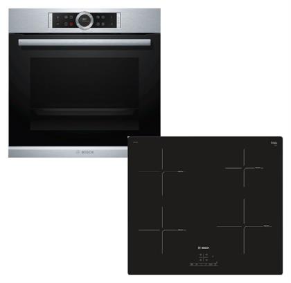 Bosch Άνω Πάγκου με Επαγωγικές Εστίες Inox HBG655BS1 + PIE611BB1E