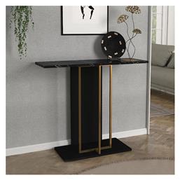 Brandy Κονσόλα Μεταλλική με Μαρμάρινη Επιφάνεια Μαύρο - Μαύρο Εφέ Μαρμάρου - Χρυσό Μ90xΠ29.6xΥ76.8εκ.