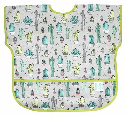 Bumkins Αδιάβροχη Ποδιά Πλαστική με Αυτοκόλλητο Junior Bib με Τσέπη & Μανίκια Cacti