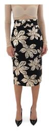 C. Manolo Pencil Ψηλόμεση Midi Φούστα Floral Μαύρο-χρυσό