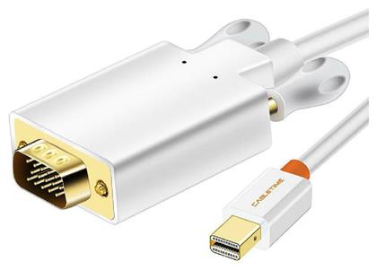 Cabletime Cable mini DisplayPort male - VGA male 1.8m 1080p Λευκό