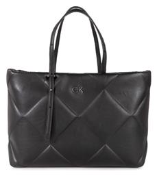 Calvin Klein Δερμάτινη Γυναικεία Τσάντα Tote Μαύρη