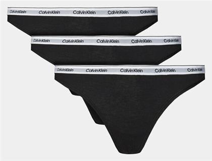 Calvin Klein Γυναικεία String 3Pack Μαύρα