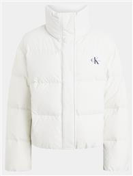 Calvin Klein Κοντό Γυναικείο Puffer Μπουφάν για Χειμώνα Λευκό