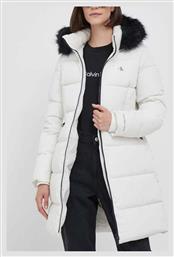 Calvin Klein Μακρύ Γυναικείο Puffer Μπουφάν για Χειμώνα Λευκό