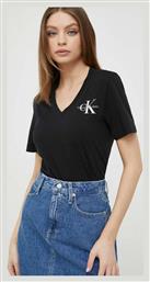 Calvin Klein Monologo Γυναικείο T-shirt με V Λαιμόκοψη Μαύρο