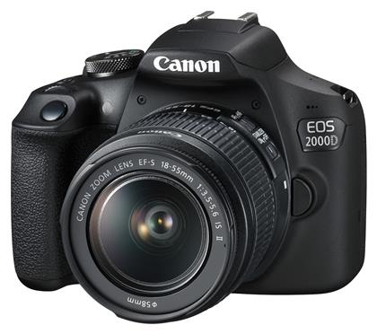 Canon DSLR Φωτογραφική Μηχανή EOS 2000D Crop Frame Kit (EF-S 18-55mm F3.5-5.6 IS ΙΙ) Black