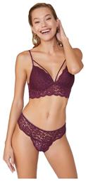 Cansoy Δαντελένιο Σετ Εσωρούχων Bralette με Brazil Μωβ Henna 557