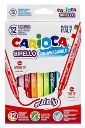 Carioca Birello Double Tip Πλενόμενοι Μαρκαδόροι Ζωγραφικής Λεπτοί με Διπλή Μύτη σε 12 Χρώματα από το Moustakas Toys