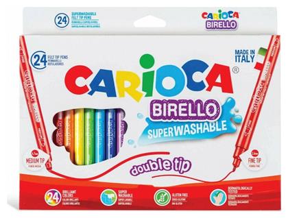 Carioca Birello Double Tip Πλενόμενοι Μαρκαδόροι Ζωγραφικής Λεπτοί με Διπλή Μύτη σε 24 Χρώματα από το Moustakas Toys