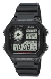 Casio Collection Ψηφιακό Ρολόι Χρονογράφος Μπαταρίας με Μαύρο Καουτσούκ Λουράκι