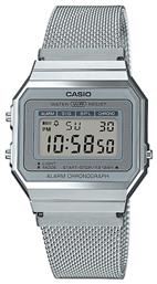 Casio Collection Silver Stainless Ψηφιακό Ρολόι Χρονογράφος με Ασημί Μεταλλικό Μπρασελέ από το Epapoutsia