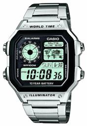 Casio Ψηφιακό Ρολόι Χρονογράφος Μπαταρίας με Ασημί Μεταλλικό Μπρασελέ