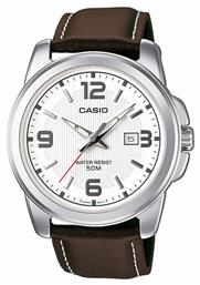 Casio Ρολόι Μπαταρίας με Καφέ Δερμάτινο Λουράκι από το Epapoutsia