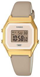 Casio Vintage Ψηφιακό Ρολόι Χρονογράφος με Μπεζ Δερμάτινο Λουράκι