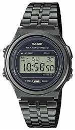 Casio Vintage Round Ψηφιακό Ρολόι Μπαταρίας με Μαύρο Μεταλλικό Μπρασελέ