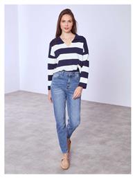 Celestino Γυναικείο Τζιν Mom Fit Ξεβάματα Μπλε