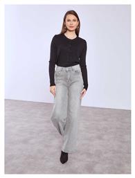 Celestino Γυναικείο Τζιν Wide Leg Μονόχρωμο Loose Fit Γκρι