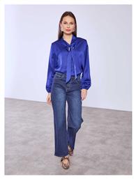 Celestino Γυναικείο Τζιν Wide Leg Ξεβάματα Loose Fit Μπλε