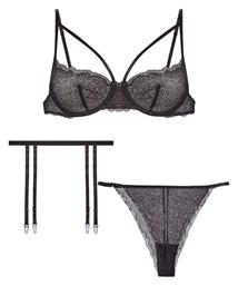 Celestino Σετ Εσωρούχων Ημιδιάφανο 3 Τεμαχίων Μαύρο