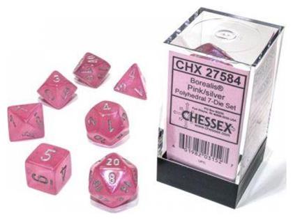 Chessex Borealis Luminary Pink/Silver Polyhedral 7-Die Set από το Public