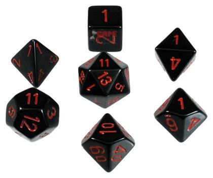 Chessex Dungeons & Dragons Opaque Dice Light Black/Red 7-Dice Set
