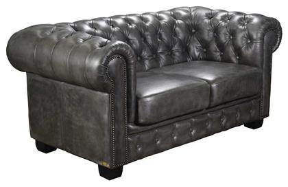 Chesterfield 689 Διθέσιος Καναπές Γνήσιο Δέρμα Antique Γκρι 160x92εκ. από το Esmarket