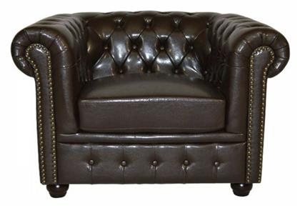 Chesterfield Πολυθρόνα από Δερματίνη σε Καφέ Χρώμα 110x90x73cm