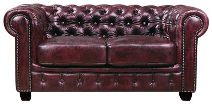 Chesterfield τ.689 Διθέσιος Καναπές Γνήσιο Δέρμα Antique Κόκκινο 160x92εκ. από το Esmarket