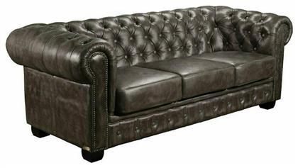 Chesterfield τ.689 Τριθέσιος Καναπές Γνήσιο Δέρμα Καφέ 201x92εκ. από το Esmarket