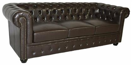 Chesterfield Τριθέσιος Καφέ 208x90x73εκ.