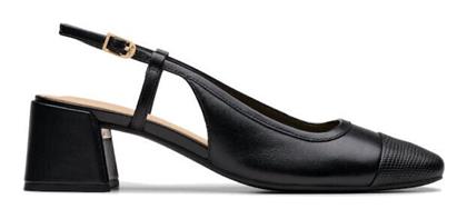 Clarks Court Δερμάτινες Μυτερές Γόβες με Μεσαίο Τακούνι