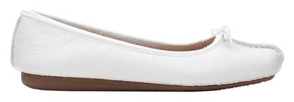 Clarks Freckle Ice Δερμάτινες Γυναικείες Μπαλαρίνες σε Λευκό Χρώμα