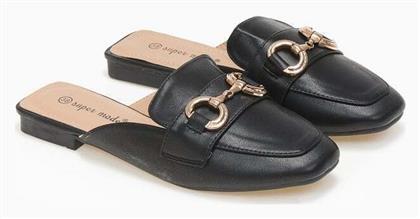 Classic mules με χρυσή αγκράφα - Μαύρο