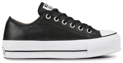 Converse Chuck Taylor All Star Lift Clean Leather Low Top Flatforms Sneakers Black / White