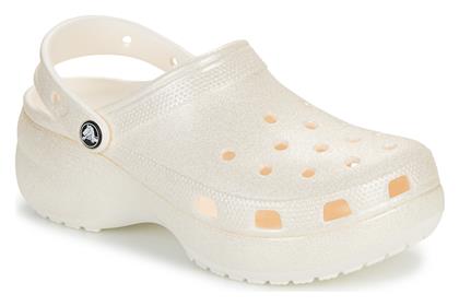 Crocs Classic Platform Glitter Clog Σαμπό Μπεζ